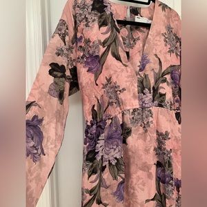 ASOS EDITION v neck oversized midi dress with drawstring in dusky pink print